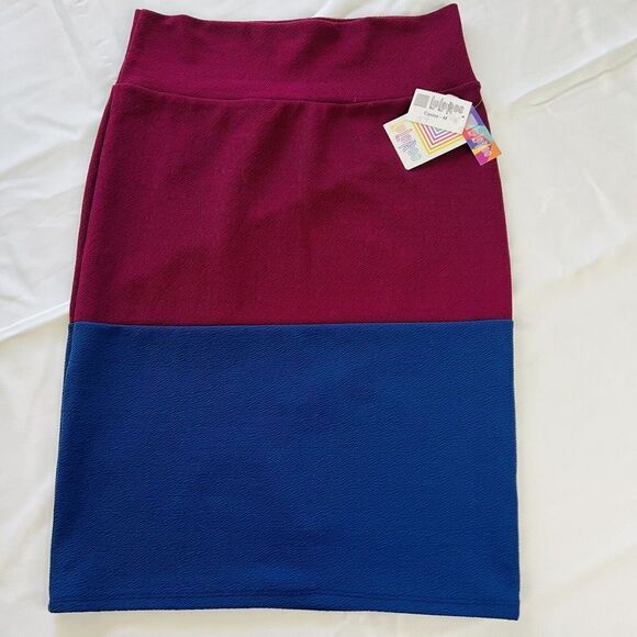 LulaRoe Cassie Stretch Pencil Skirt Pink & Blue Color Block NWT Size M 0700 - Picture 1 of 7